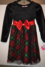 What A Doll  Girl&#39;s Occasion Dress  SIZE S 6/6XNWT Velvet Lace Plaid  - £19.57 GBP