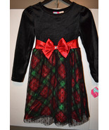 What A Doll  Girl&#39;s Occasion Dress  SIZE S 6/6XNWT Velvet Lace Plaid  - £19.66 GBP