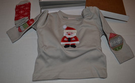 Elegant baby Infant Long Sleeve Santa Shirt With Socks Size 6 M  NWT - $12.99