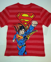 DC Comic Superman Boys Short Sleeve T Shirt Size 4 or 7  NWT Red / Stripe - £11.21 GBP