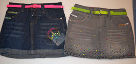  Girls Circo Denium Jean Skirts- Size S or M  Gray or Blue Jean Hearts  ... - £11.84 GBP