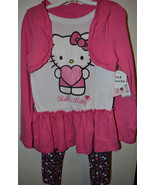 Hello Kitty Girls  2 Piece Set  Size 5 Nwt Pink  &amp; Hearts - £14.93 GBP