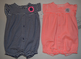  Carter's Baby  Infant Girls One Piece  Size 3M or 6M NWT Pink Or Blue Stripped  - £8.63 GBP