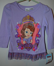 Disney Sofia Toddler Girls Long Sleeve Ruffle Top Size 2T NWT Purple - £10.29 GBP