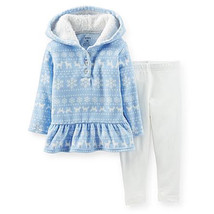Carter&#39;s Toddler Girl&#39;s Microfleece Hoodie &amp; Bottoms Snow Flake Size12M 24M NWT - £14.21 GBP