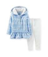 Carter&#39;s Toddler Girl&#39;s Microfleece Hoodie &amp; Bottoms Snow Flake Size12M ... - $12.59