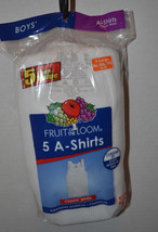 Fruit of the Loom Boy&#39;s 5 Pack  A -Shirts  White Size XL 14-16  NIP - £10.97 GBP