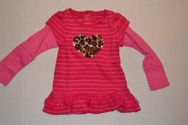 Toughskins Infant Toddler Girls  Ruffle Top Size 12M 18M 24M NWT Pink Heart - £7.66 GBP