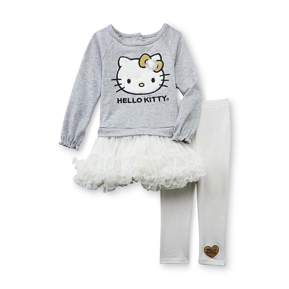 Hello KittyTunic Tutu and Pant Outfit InfantToddler Girls Gray Sizes 24 M 3T NWT - $13.99