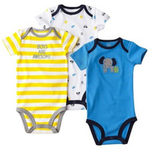 Just One You Carters Infant Boys Bodysuits   3 PACK  Size NB or 0-3M NWT  - $15.99