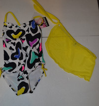 Joe Boxer  Girls One Piece Swimsuit  with Cover Up Sizes  4 or 5 NWT Hearts  - £10.18 GBP
