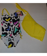 Joe Boxer  Girls One Piece Swimsuit  with Cover Up Sizes  4 or 5 NWT Hea... - £10.00 GBP