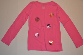 Faded Glory  Girls Longsleeve Shirt  Size M 7/8 Nwt Pink Polka Dot Shimmer - $5.24