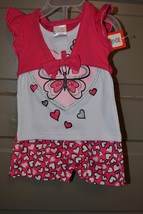 Kidgets GIRLS Infant Toddler  2 PCS Short Set  SIZES 12M or 24M NWT Hearts - £10.38 GBP