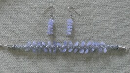 7&quot; Translucent Blue Lace Agate Bracelet and earrings Set Handmade Womens... - $552.14 MXN
