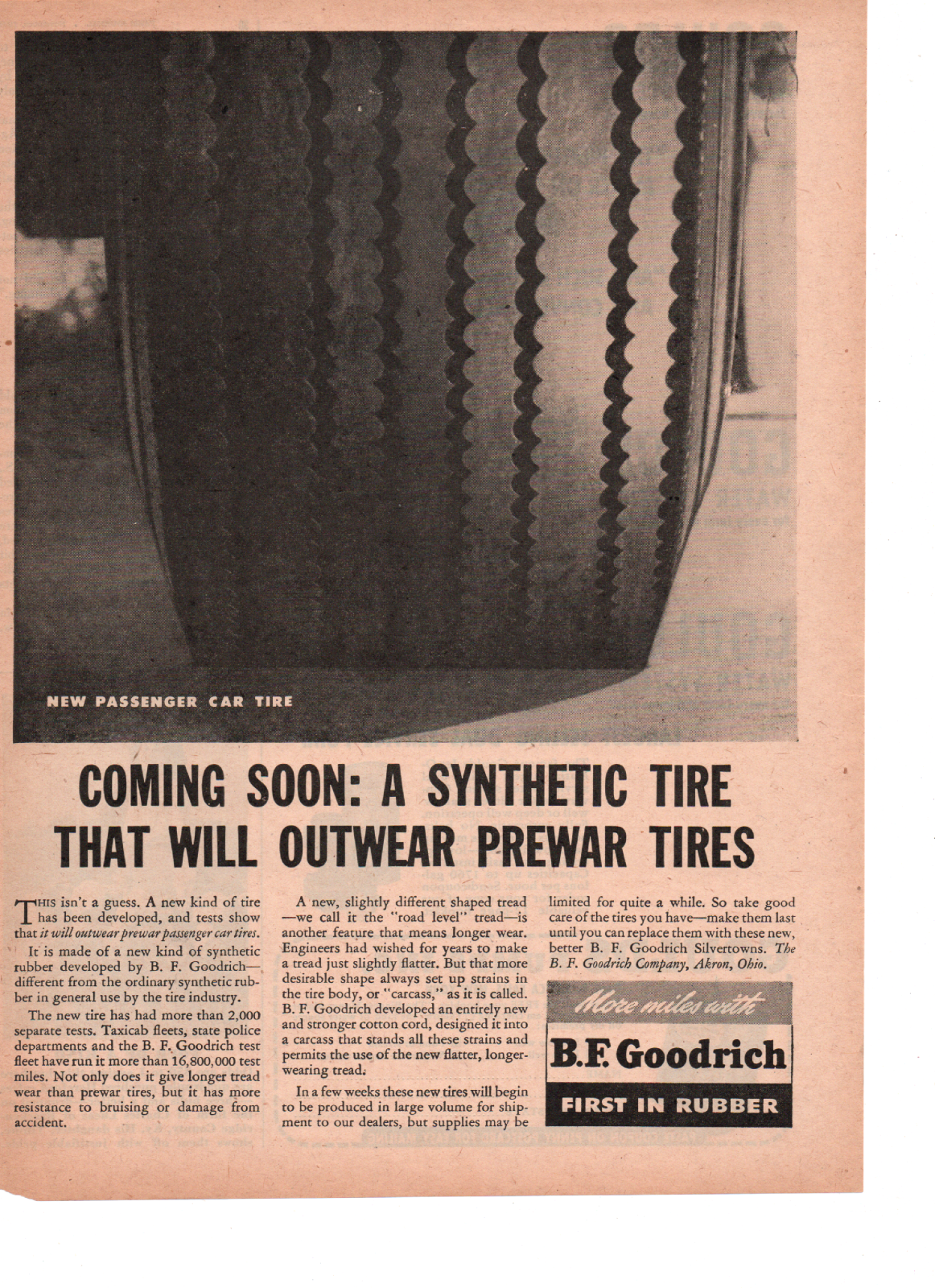 1945 BF Goodrich Silvertown Tires Akron Ohio Coming Soon Print ad Fc3 - $14.25