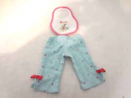 American Girl Doll Bitty Baby Blue Heart &amp; Bow Pants + Bitty Baby Bib fr... - £9.35 GBP