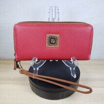 Stone Mountain Wallet Red Pebble Zip Around Credit Card Checkbook Coin P... - $28.67