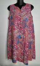 J. Jill Womens Dress SMALL Petite SP Sleeveless Flowers Pink Floral Button Rayon - £23.22 GBP