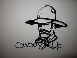 Cowboy Up Good Ol Cowboy  Western Metal Wall Art - Black - 17&quot; x 15&quot; - £30.35 GBP
