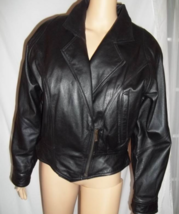  Wilsons Womens&#39; Black Leather Motorcycle Biker Style Jacket - Size: Medium - £83.40 GBP