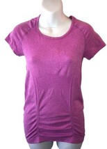 ATHLETA T Shirt Women’s XS Top Short Sleeve Purple Ruched Accents - £13.14 GBP