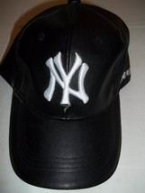 New York Yankees Black Leatherw/White Lettering Cap/Hat-Adult One Size-NWOT - £11.91 GBP