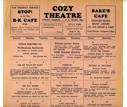 Cozy Theatre Attica Kansas Movie Poster July 1950 Mickey Rooney Boris Karloff - £23.31 GBP