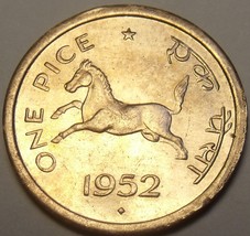 Gem Unc India 1952 Pice~Horse~Equus caballus Equidae~Awesome~Free Shipping - £3.09 GBP