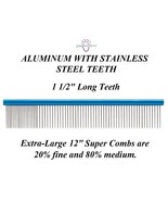 Dog Pet Grooming FINE-MEDIUM 12&quot; XL ALUMINUM w/STAINLESS STEEL TEETH SUP... - $332.96 MXN