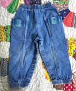 Vintage Baby Bgosh Jeans Pull On Snap Size 24 Months plaid accent snap - $34.03 CAD