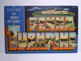 Pennsylvania Turnpike Postcard Greeting From Large Letter Linen Super Hi... - $6.47