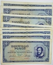 HUNGARY 1 MILLION PENGO BANKNOTE XF 1945 LOT OF 10 BANKNOTES NO RESERVE - $37.08