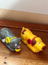 Lot of Pez Petz Yellow &amp; Brown Spotted Puppy Dog &amp; Gray Kitty Cat Plastic Candy - £7.58 GBP