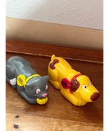 Lot of Pez Petz Yellow &amp; Brown Spotted Puppy Dog &amp; Gray Kitty Cat Plasti... - $9.49