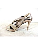 Fioni Night Silver Glitter Accents Peep Toe Heels Shoes Women&#39;s 6 1/2 (SW6) - £19.12 GBP
