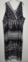 Catherines Womens Plus Midi Dress Black White V-Neck 4X Geometric Southw... - $32.99