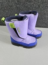 LL Bean Kids Blue Purple Hook &amp; Loop Closure Thinsulate Winter Snow Boots Sz 10 - £15.62 GBP