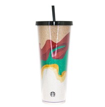 Starbucks Glitter Sand Flow Mermaid Holiday Logo Cold Cup Venti Tumbler 24 Oz - £76.99 GBP