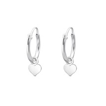 Heart Hoop Earrings 925 Sterling Silver Hoop Earrings - £12.67 GBP