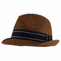 Trendy Apparel Shop Men&#39;s Paper Straw Woven Striped Band Stingy Fedora Hat - Cho - £20.08 GBP