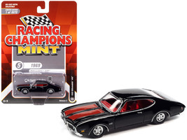 1969 Oldsmobile 442 Black with Red Stripes and Red Interior &quot;Racing Champions... - £16.97 GBP