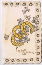 Holiday Greeting Card Horseshoes Violets A Joyful Christmas - $2.17