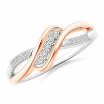 ANGARA Slanted Five Stone Diamond Bypass Ring in Two Tone for Women in 14K Gold - £665.93 GBP