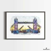 Premium Art Print &quot;Tower Bridge in London&quot; in Watercolors, by Dreamframe... - £31.13 GBP+