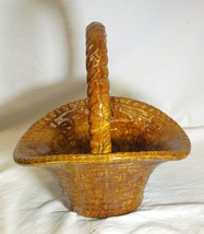 Ceramic Basket Table Centerpiece Woven Weave Pattern - $24.74