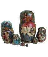 7pcs One of a Kind Russian Nesting Doll &quot;Rabbits &amp; Mice Family&quot; by Polin... - £508.04 GBP