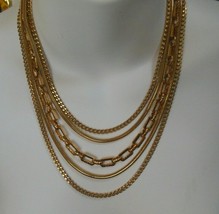 Vintage Signed Monet Layered Multi-Chain Necklace 17.5&quot; Long - £50.84 GBP