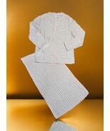 Vintage Castleberry Knits Womens 2 Piece Knitted Skirt Sweater Set Ivory... - €132,93 EUR