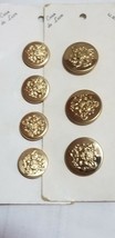 Vtg Metal Buttons 7 UNKNOWN MILITARY CREST Reproduction 18mm &amp; 14mm GOLD... - $8.55